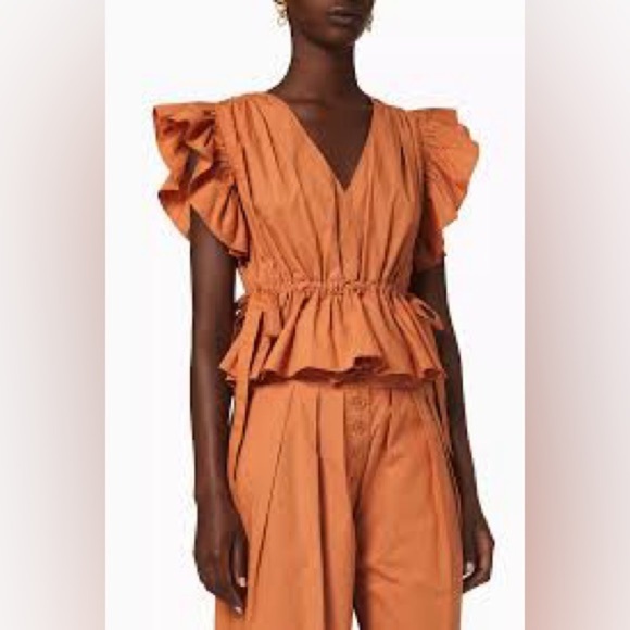 ULLA JOHNSON Iyla Ruffle Poplin Peplum Top &
Zada Pants (SD2) - Picture 7 of 12